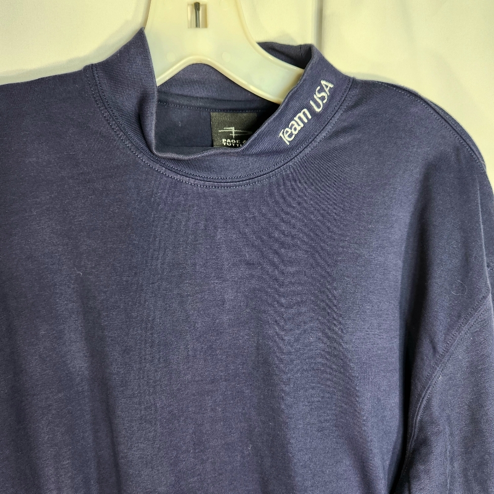 Page & Tuttle Team USA Navy Blue Mock Turtleneck Long Sleeve Top Size Medium - Picture 3 of 7